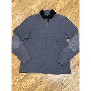 Billy Reid 1/4 zip pullover, Gray, Elbow patches and contrasting collar, Men's S